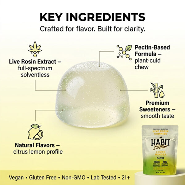 Delta 9 THC Live Rosin Gummy – Lemon Mimosa – Sativa