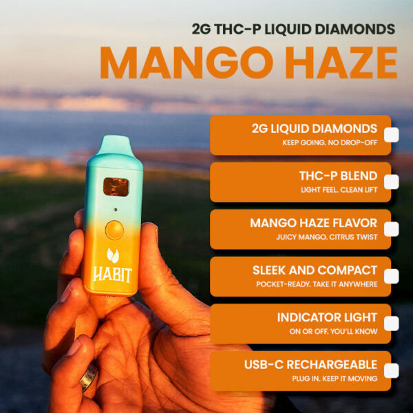 2G THC-P Liquid Diamonds Disposable Vape – Mango Haze