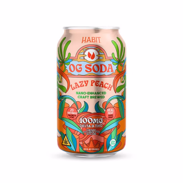Delta 9 THC OG Soda – 100mg – Lazy Peach