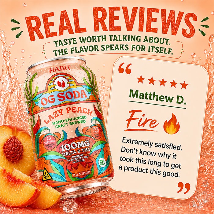 Delta 9 THC OG Soda – 100mg – Lazy Peach - Image 4