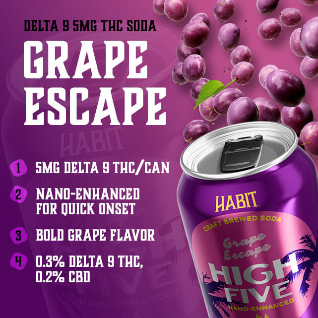 Buy 5MG Delta 9 THC High Five Grape Escape | HabitCBD