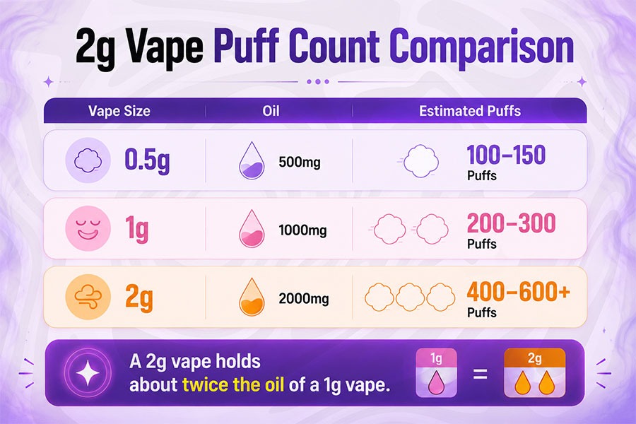 2G Vape - Puff Comparision